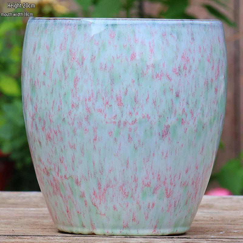 Large Ceramic Terracotta Flower Pot for Balcony and Living Room - Ideal for Succulents, Orchids, Green Radish, and Plants