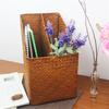 Плетеные корзины для хранения из морской травы ручной работы, органайзер для книг для офиса, ротанговое искусственное кашпо, настольная плетеная подставка для макияжа