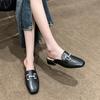 Fashion 2024 Autumn New Women's Fashion Metal Rhinestone Chain Decorated Baotou Square Heel Slippers