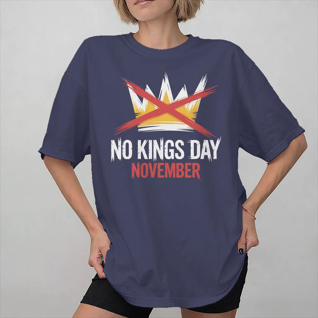 No Kings In America Graphic Printed T Shirts Unisex Women  Cotton  Tee Shirt Clothing