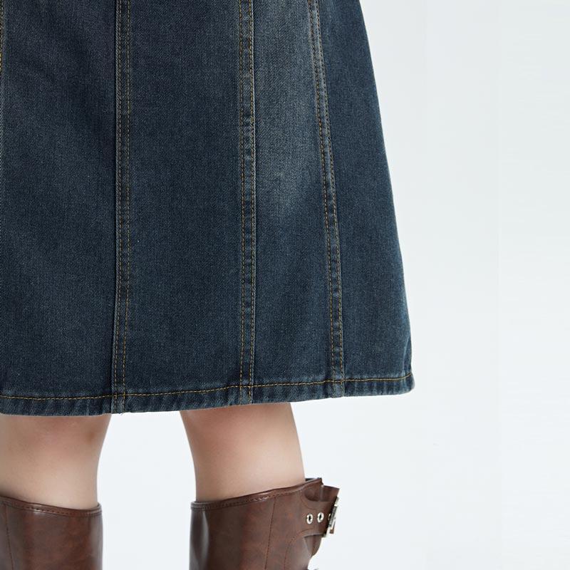 Плюс размер женская джинсовая юбка весна осень винтажная уличная свободная А-силуэт средней длины юбка повседневная одежда Y2K