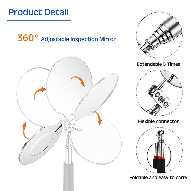 50/85мм Автомобильное телескопическое зеркало Зеркало для осмотра Инструмент для обнаружения автомобиля Круглое зеркало-отражатель 360 Инструменты для ремонта автомобиля Аксессуары