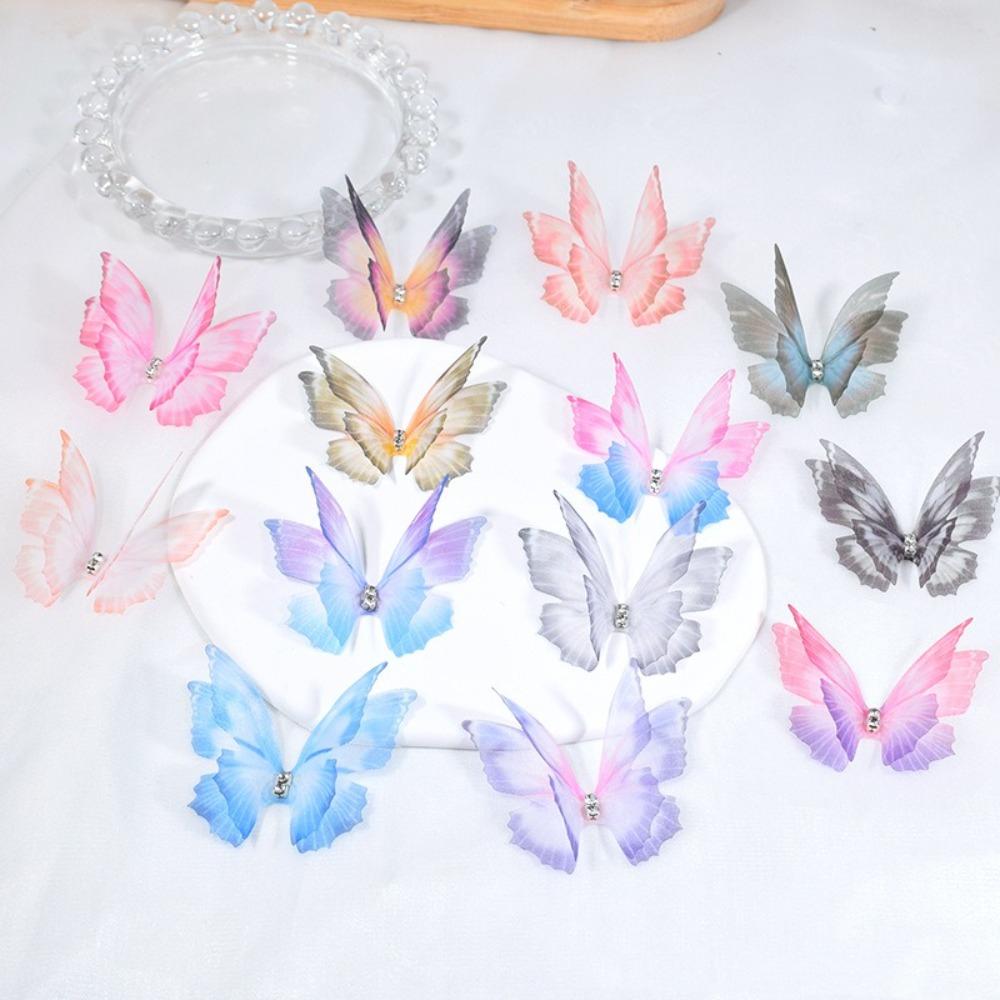 50 шт. Аппликации-бабочки из органзы градиентного цвета, Материалы для дизайна одежды