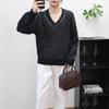 Long-sleeved Sequined High-end Knitted Sweater Top Autumn and Winter New Loose Design Sweater Pullover Woman