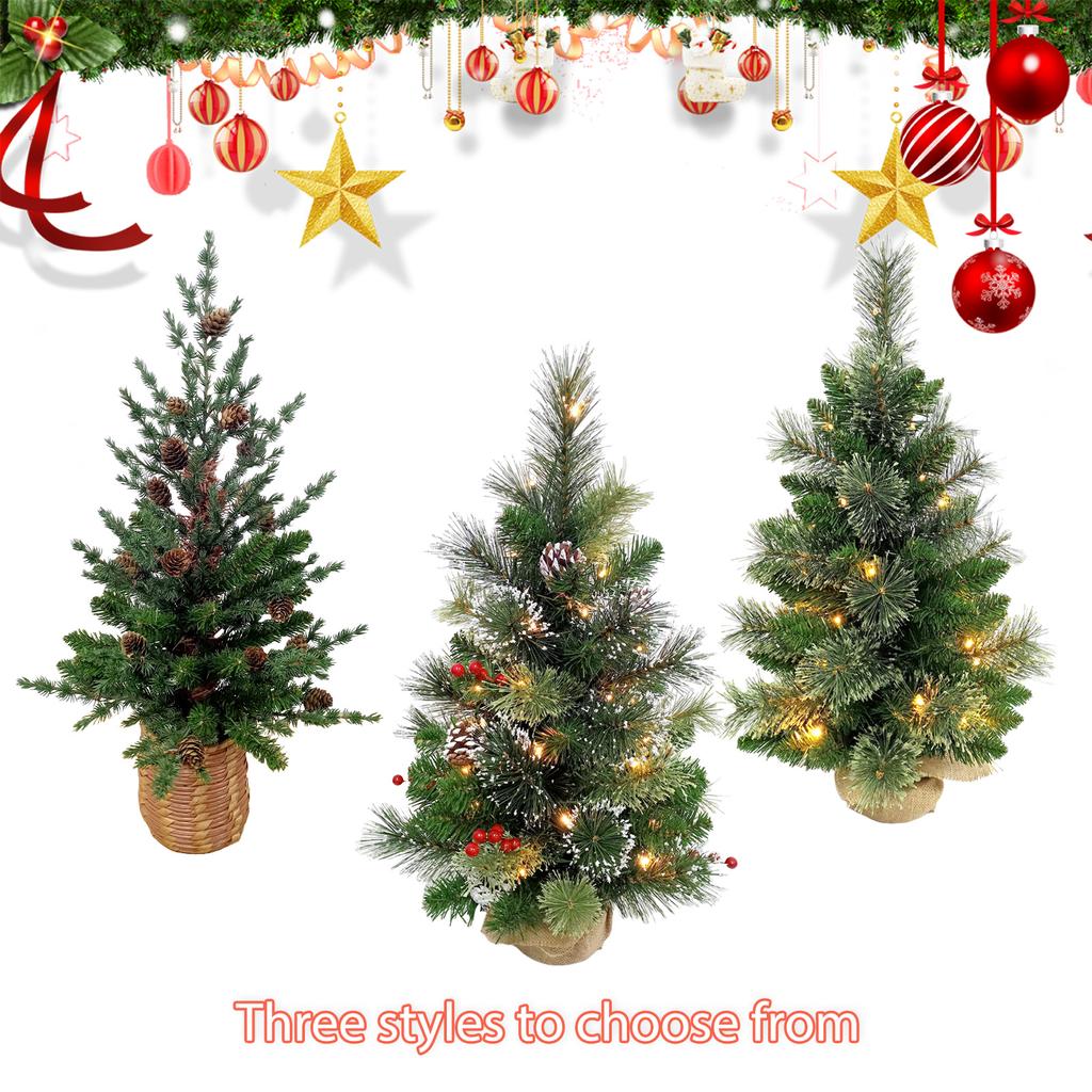 24-дюймовая маленькая рождественская елка ПЭ/ПВХ пластиковая шишка украшение ПЭ пластиковая корзина основа с теплой