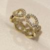 Huitan Chain Linked Design Finger Rings for Women Full with Dazzling Cubic Zirconia Statement Female Wedding Accessories Jewelry