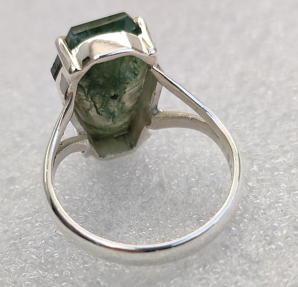 Coffin Ring, Moss Agate Ring, 925 Solid Sterling Silver Ring, Boho Ring, Handmade Jewelry, Moss Agate Coffin Gemstone Ring, Gift for Her