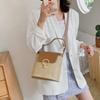 Bag Women'S Lock Straw Bag Casual Simple Portable Bucket Bag Temperament Simple Shoulder Crossbody Bag