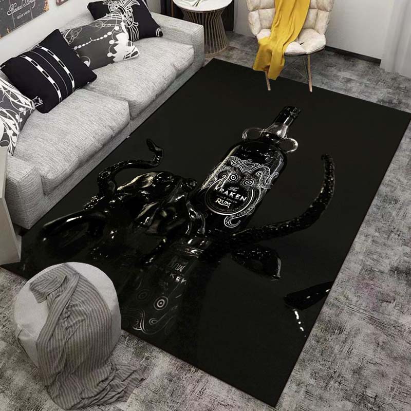 Пряный ром Kraken-Black Pattern Ковры Спальня Игровые коврики Декор спальни Ковер Ковер для гостиной Коврик для ползания Рождественский подарок Ковер