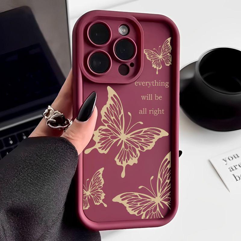 INS Retro Butterfly TPU Phone Case For iPhone 16 Pro 15 14 Plus 13 12 11 Pro Max Plus XS X XR 8 7 Shockproof Soft Bumper Back Cases Cover