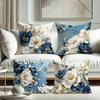 Синий Белый Золотой Цветочный Легкий Роскошный Узор Домашний Декор Наволочка Гостиная Диван Полиэстер Наволочка с Молнией