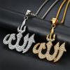 Vintage Muslim Islamic Allah Rune Pattern Necklace Pendant For Men Women Retro Good Luck Pray Crystal Inlaid Religious