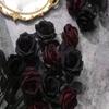 Искусственные черные розы на длинном стебле, пластиковый материал, никогда не увядают, подходят для Дня святого Валентина, семейной свадебной вечеринки, атмосферы Хэллоуина