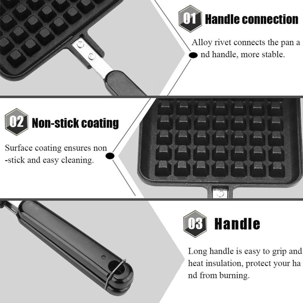 Square Waffle Metal Mold Pan Cast Aluminum Toast Frying Pan Sandwich Maker Kitchen Cookware