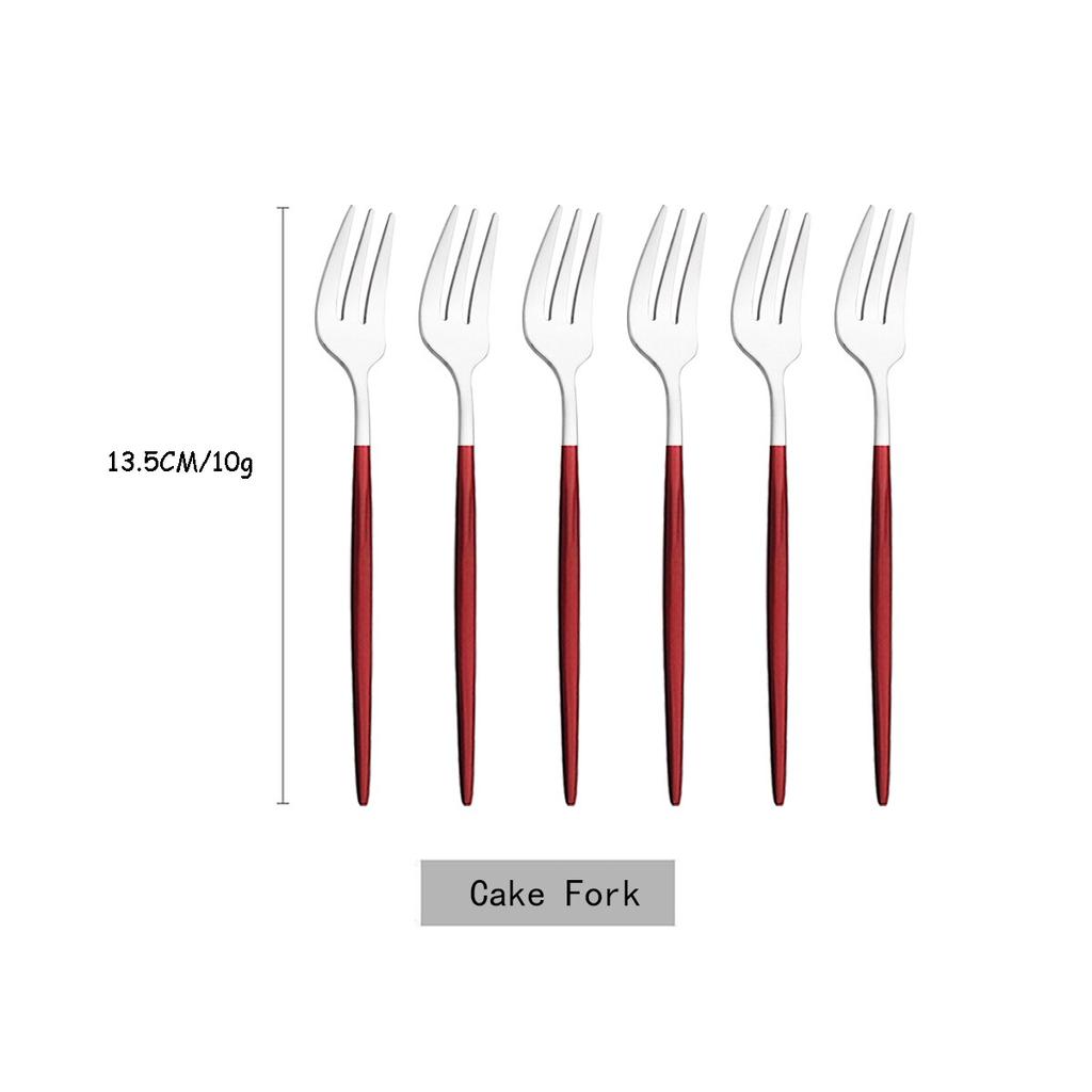 6Pcs/Set Tea Cake Snack Fork Dinnerware Cutlery Colorful Fork Set Mirror Stainless Steel Tableware Dessert Fruit Fork Silverware