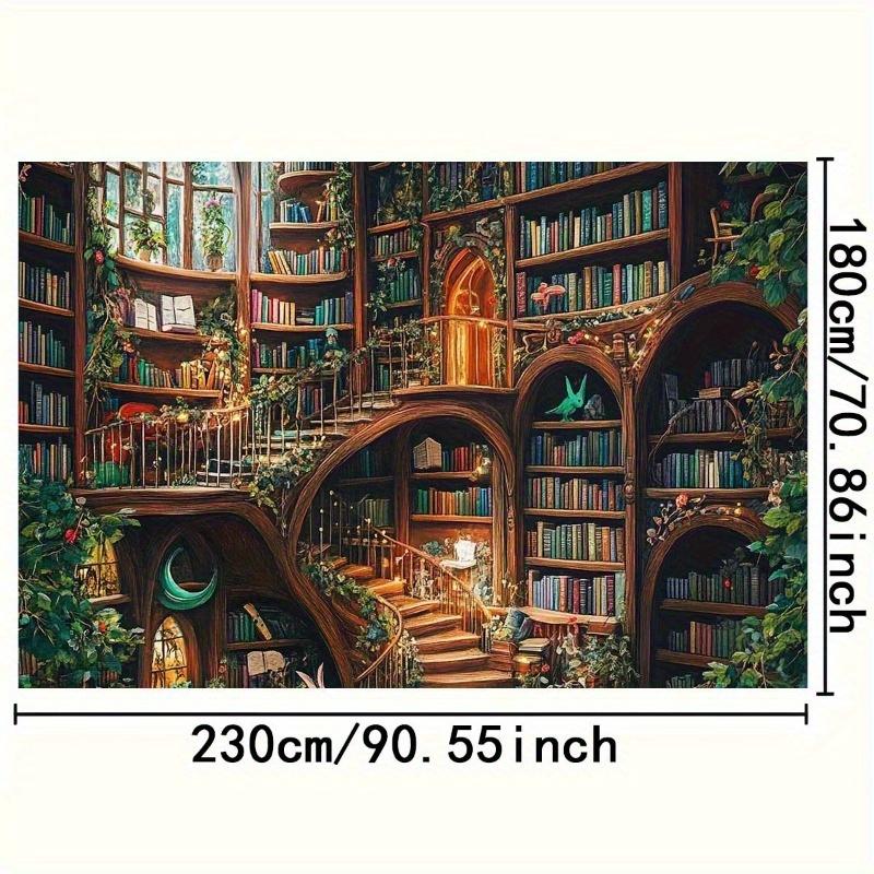 1 шт. 2D План [Баннер-фон для библиотеки] Фэнтезийный баннер-фон для библиотеки Реквизит для фотосъемки Уютный уголок для чтения