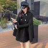 Autumn and Winter Double Breasted Women Cape Coat Loose Pure Color Female Overcoat Fashion Elegant Lapel Lady Oversized Poncho