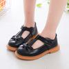 Children Leather Shoes for Girls Mediumn Big Kids School Shoes for Party Wedding Princess Sweet T-strap with Bow Comfortable New
