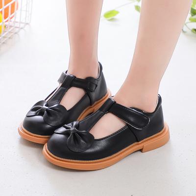 Детские кожаные туфли для девочек среднего и большого размера, школьные туфли для вечеринки, свадьбы, принцессы, милые, с Т-образным ремешком и бантом, удобные, новые