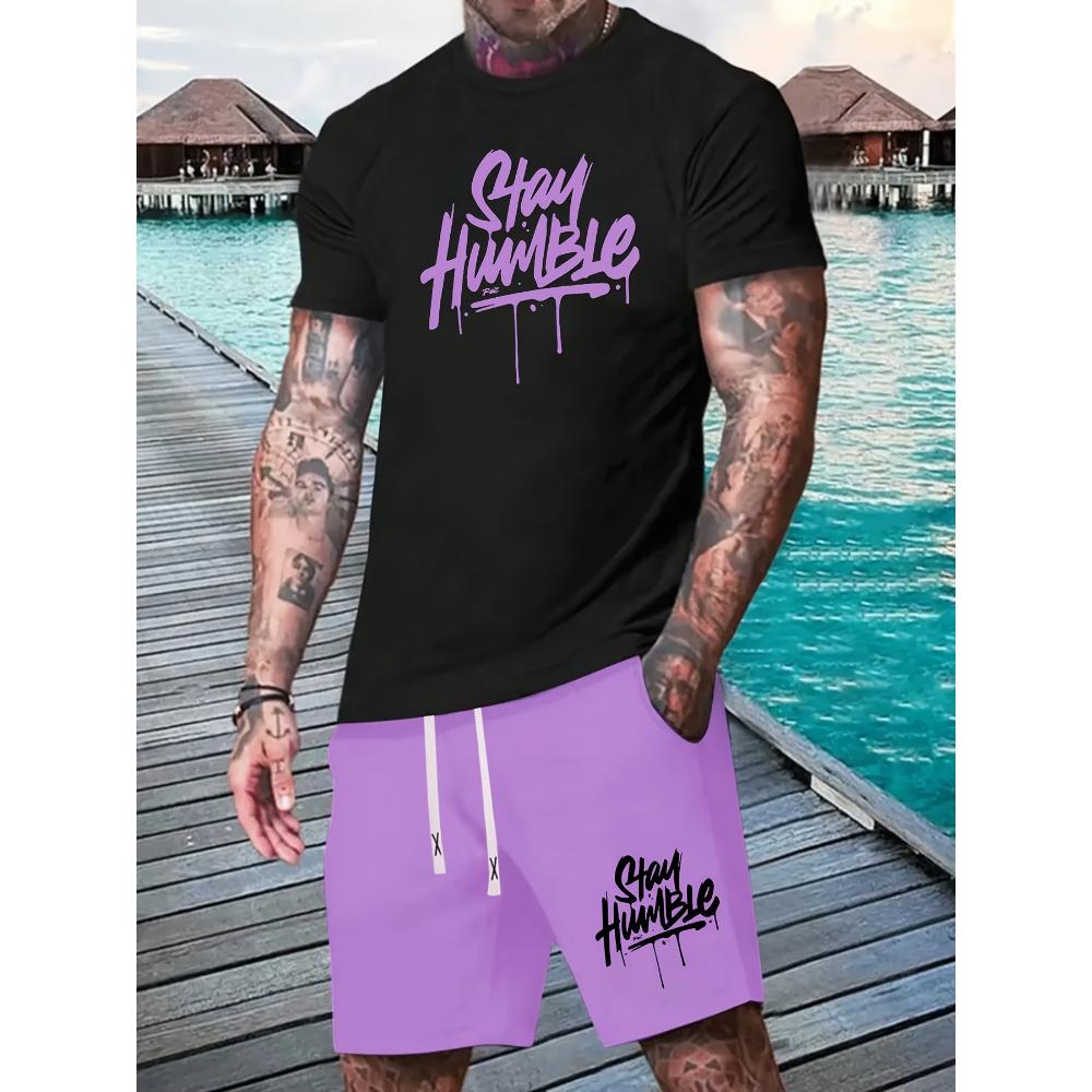 Мужская футболка и шорты в гавайском стиле с 3D-принтом, летний повседневный комплект с короткими рукавами для отдыха на природе и пляжа, мужские повседневные шорты