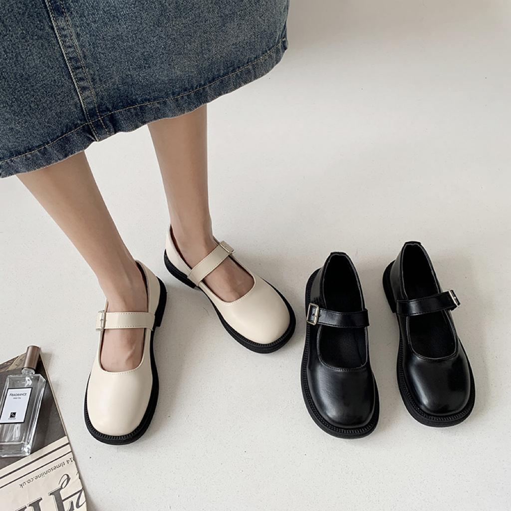 Модные новые туфли Мэри Джейн из кожи для женщин в корейском стиле, универсальные, в ретро-британском стиле, на толстой подошве, весна и лето