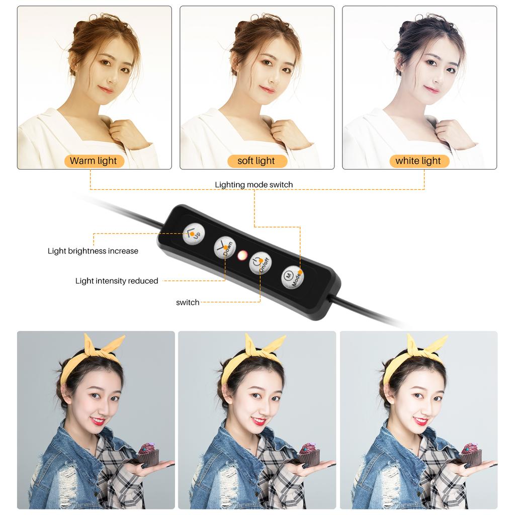   4 Inch LED Light, Clip On Laptop Video Conference Lighting, 3 Lighting Modes (3200K to 6500K), Dimmable USB Powered, for Live Streaming, Online E