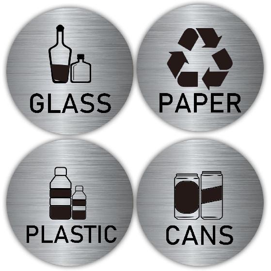 Recycle Stickers for Trash Cans Stainless Steel Style Vinyl Recycling Bin Labels 4 inch Recycling Sticker Sign for Use in Home and Office