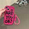 Ins Korean Cute Letter Pink Love Heart Bracelet Cool Phone Case For Iphone 14 13 12 11 Pro Max Y2k Wavey Shockproof Soft Cover