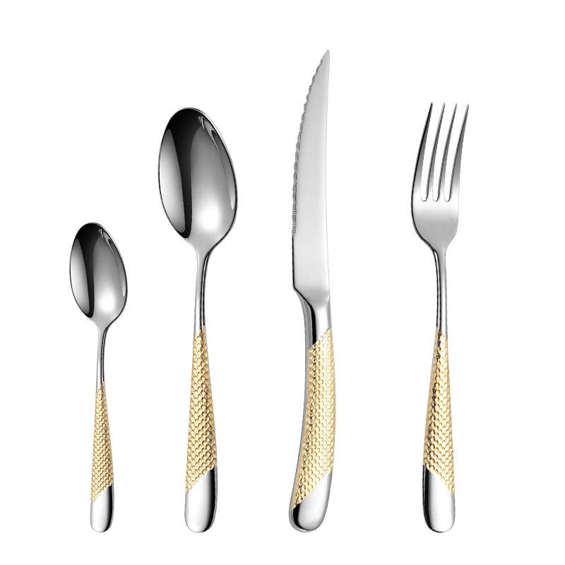 New 304 Stainless Steel Knife, Fork and Spoon Household Western Tableware Set Restaurant Steak Knife and Fork Thickened Stainless Steel Spoon