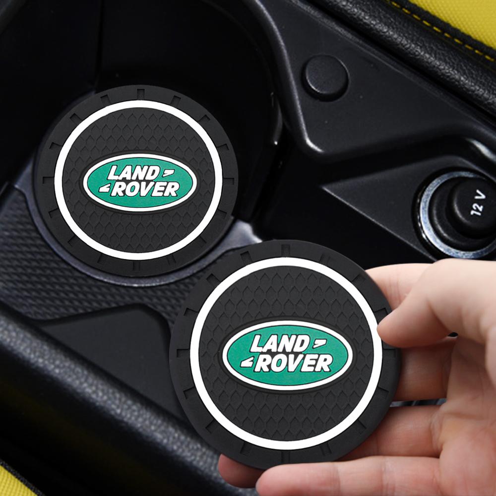 1/2Pcs Car Coasters Water Cup Slots Non-Slip Mat Waterproof Cup Pad For Land Rover Defender Range Rover Freelander Sport Evoque fd9