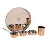 Copper Hammered Thali Set - 6Pcs | Set Includes 1 Thali, 2 Bowls, 1 Flat Bowl, A Spoon and A Glass