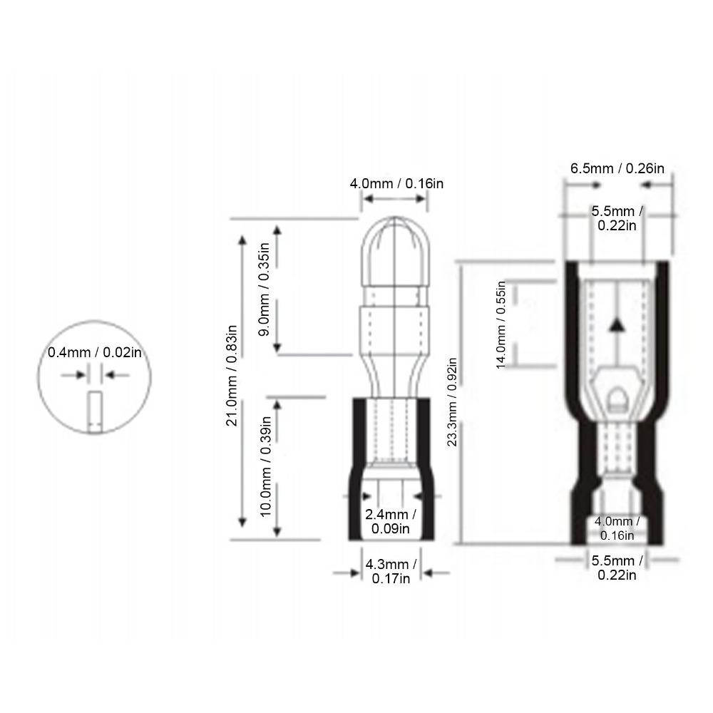 25 Pairs Blue Color Insulated Wire Terminal 16-14AWG Quick Crimp Electrical Butt Connector Male Female Connector