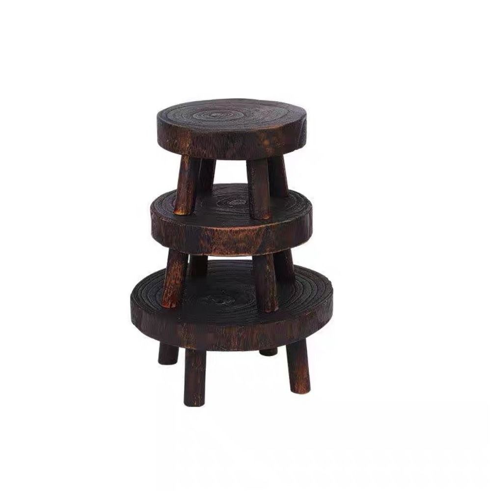 Indoor Outdoor Display Succulent Flower Pot Base Wooden Stool Plant Stand Shelf Flower Pot Holder