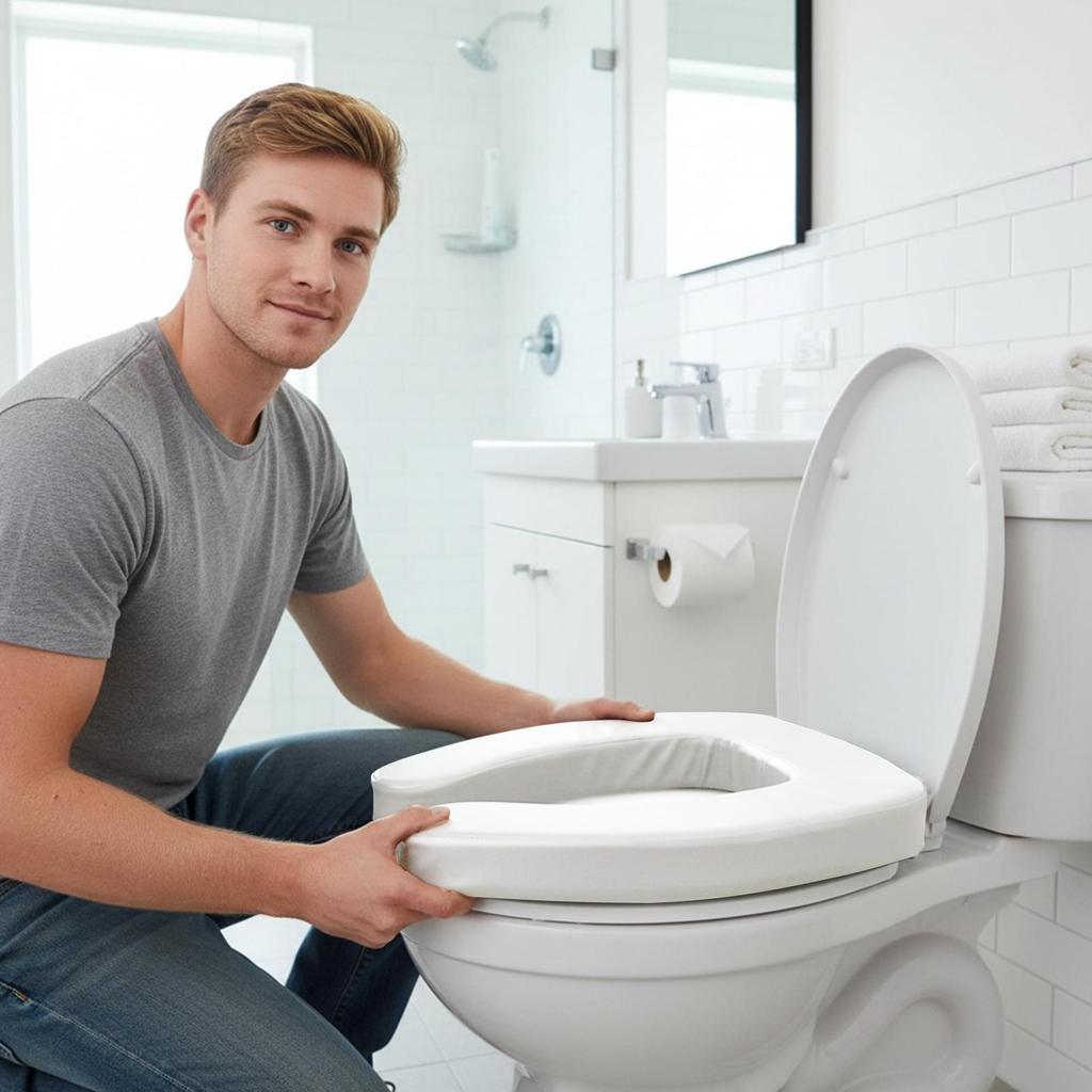 Toilet Seat Riser Ergonomic Portable Assistance Non-slip Padded Seat Toilet Lift Assist for Elderly Disabled Pregnant Home