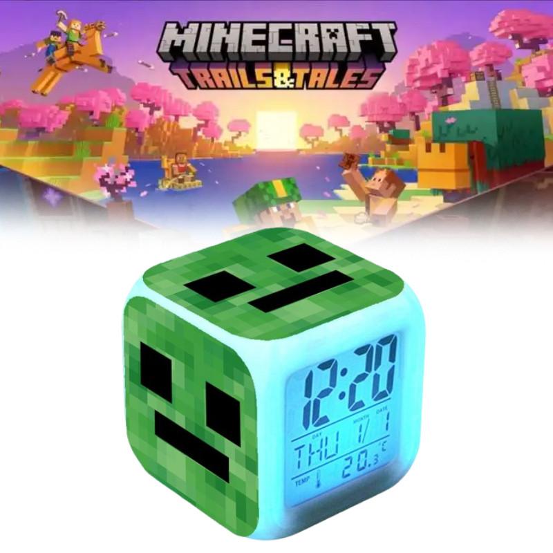 Мультяшный светодиодный будильник Minecraft с ночником и цифровым дисплеем для студентов
