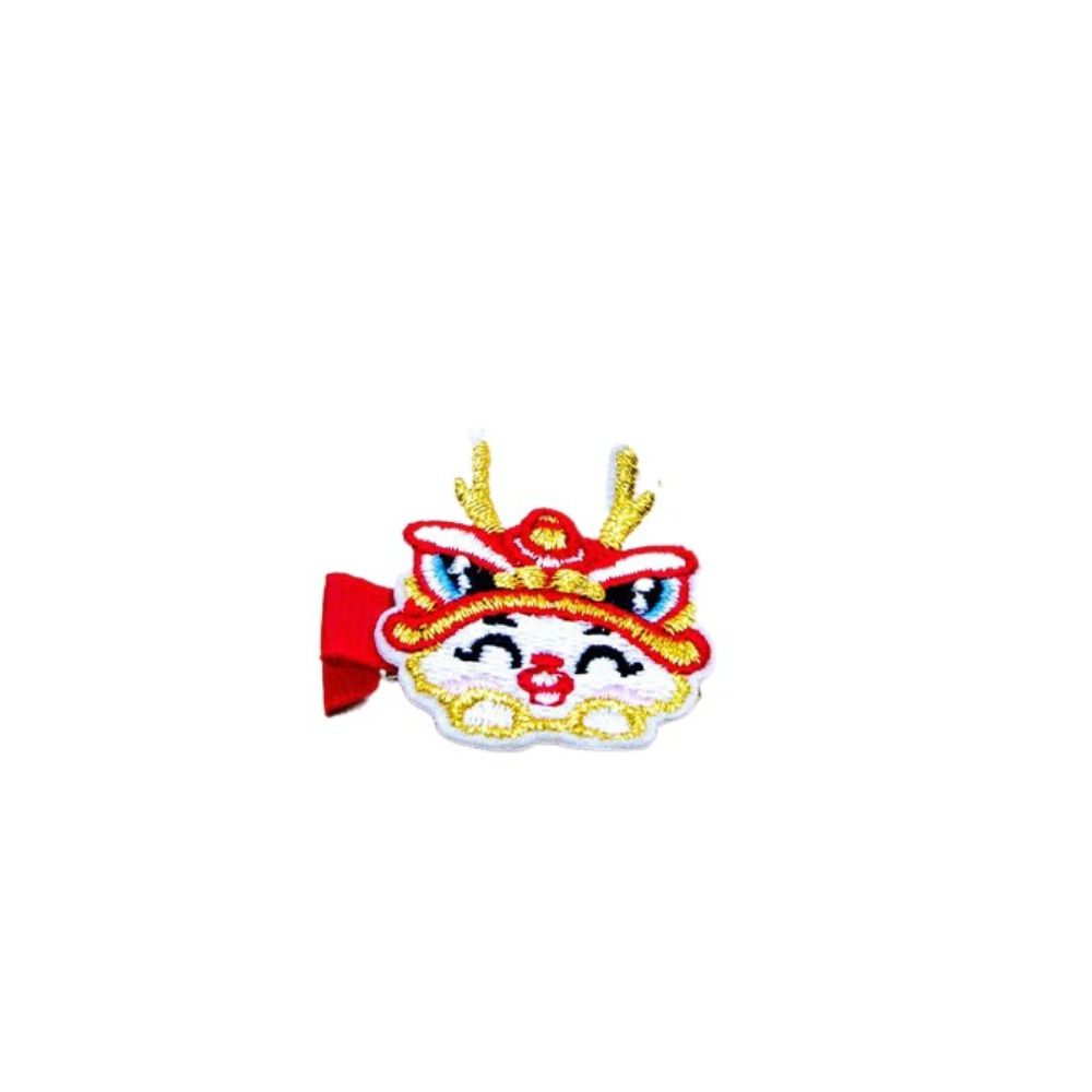 Lion Dance Dragon Hairpin Embroidery Chinese New Year Headwear Simple Hanfu Hair Clip Girls