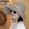 Полосатые шляпы от солнца женские весна лето широкополые уличные дышащие складные пляжные солнцезащитные шляпы