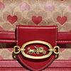 Coach Hero 22 Classic Monogram Heart Print Flap Closure Leather And Synthetic Leather Handheld Crossbody Shoulder Bag Small Women Handbags CF125-B4P22