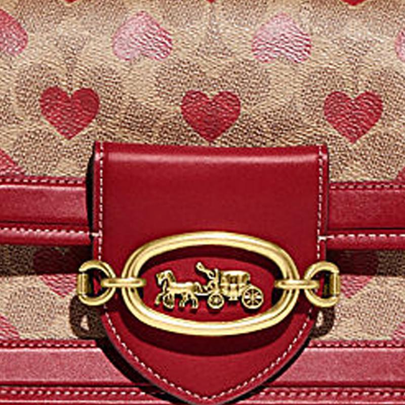 Coach Hero 22 Classic Monogram Heart Print Flap Closure Leather And Synthetic Leather Handheld Crossbody Shoulder Bag Small Women Handbags CF125-B4P22