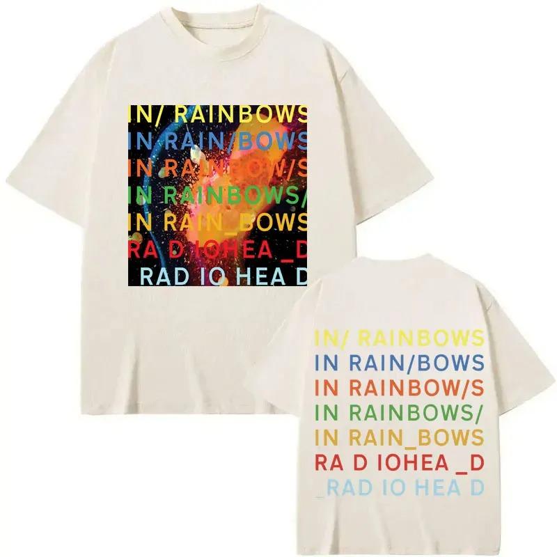 Футболка с мерчем группы Radiohead из альбома In Rainbows Мужская Женская Одежда Мода Y2k Футболки Летние Повседневные Свободные Хлопковые Футболки