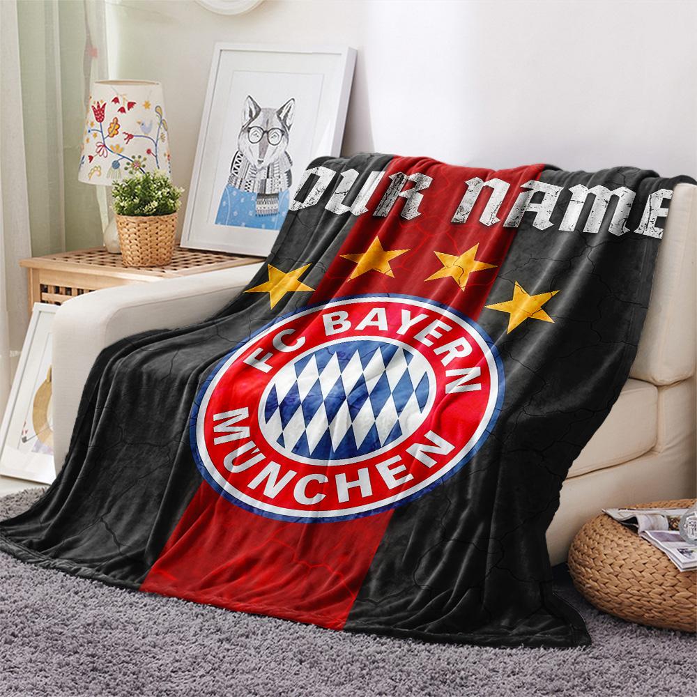 Custom Name FC Bayern MunichFlannel Blanket, High quality Comfortable for All Seasons, Home Decor, Warmth and Comfort