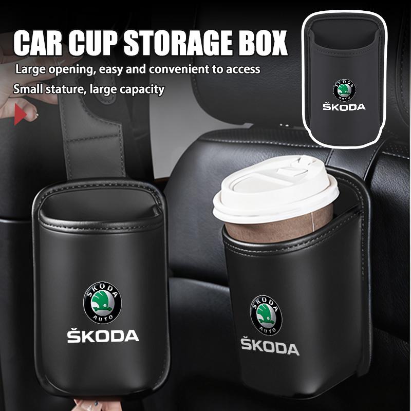 Для автомобиля Skoda Держатель для стакана в двери Автомобильный держатель для напитков из кожи Контейнер для хранения Octavia A5 A7 RS Fabia Superb Rapid Karoq