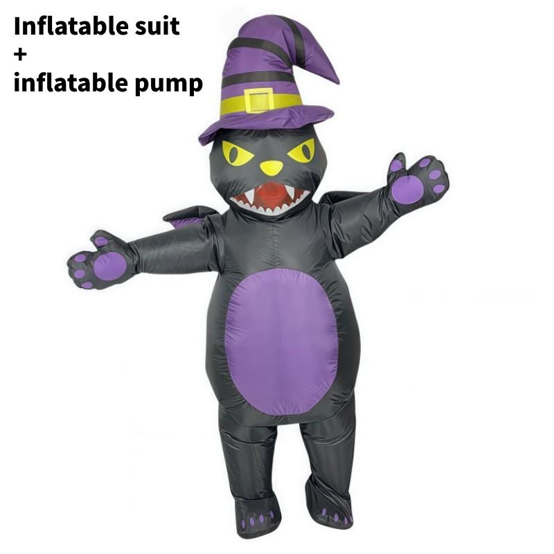 Inflatable Cat Black Suit Animal Cosplay Costumes Halloween Party Performance