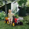 Ride On Tractor, Battery Powered Electric Car, with Detachable Trailer, Remote Control, Music - Red