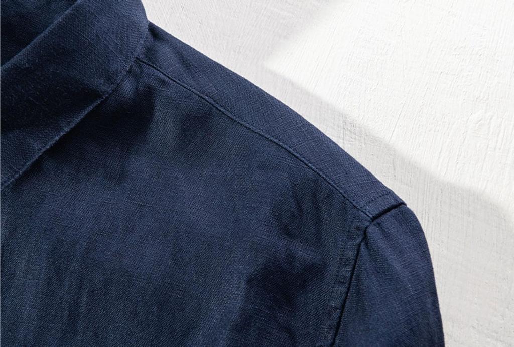 EASTEMPO Summer Short Sleeve Loose Solid Plus Sizes Men's Cotton-Linen Shirt, Casual, Business, Fit, Stylish, Lightweight, Color, (JP, Alphabet, 2XL,