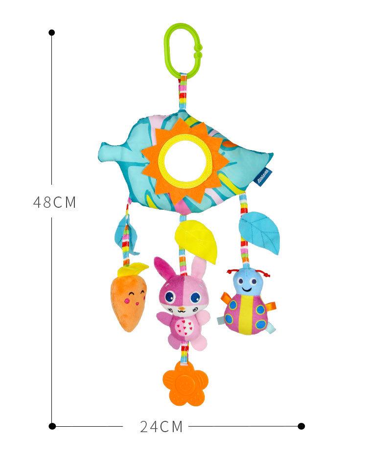 Rainbow Leaves Baby Crib Mobile & Plush Animal Rattle Toy