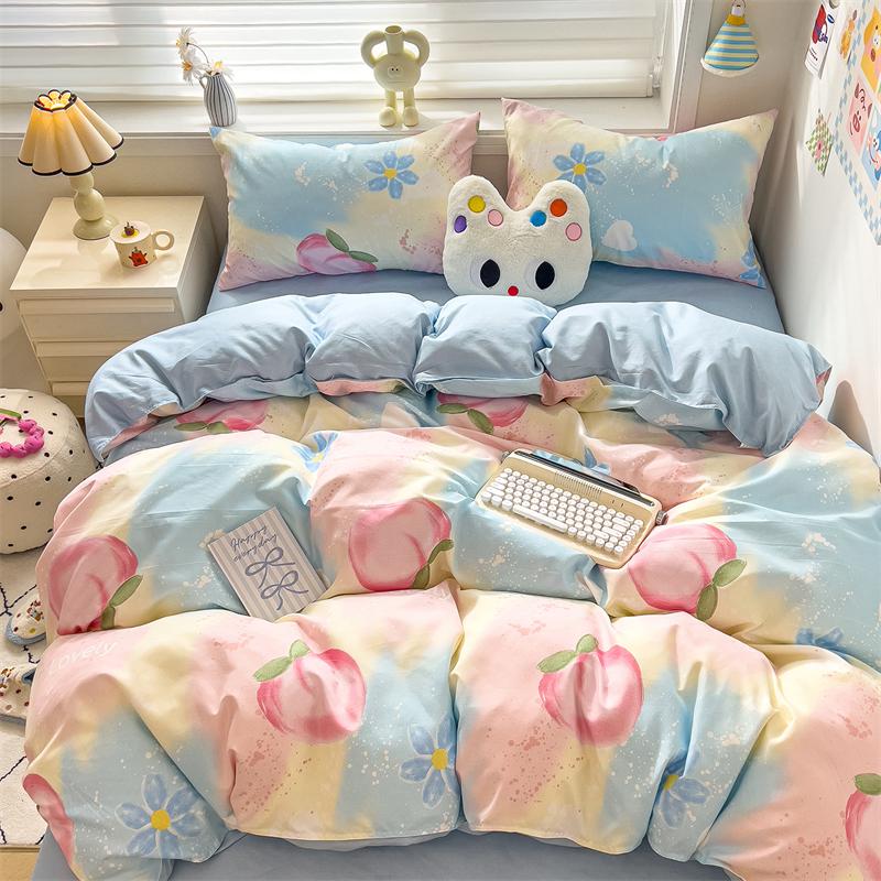 Cute Star Printed Bedding Set Skin Friendly Breathable Duvet Cover Comfortable Durable Quilt Cover For Single And Double Beds