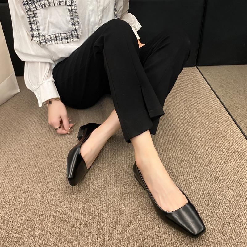 Fashion Woman Spring Casual Square Toe Low Soft Soled Shoes Lolita Ballerina Flats Female Elegant French Retro Mary Janes Women Shoes