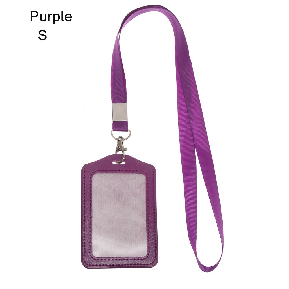 ID Leather Card Holders Lanyard Card Sleeve Women Men PU Bank Card Name Credit Card Holders Neck Strap Card Candy Colors