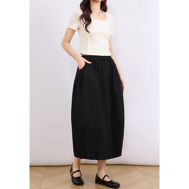 2025 Высококачественная женская юбка White Floral Cloud - Средняя длина, идеально подходит для весны и лета